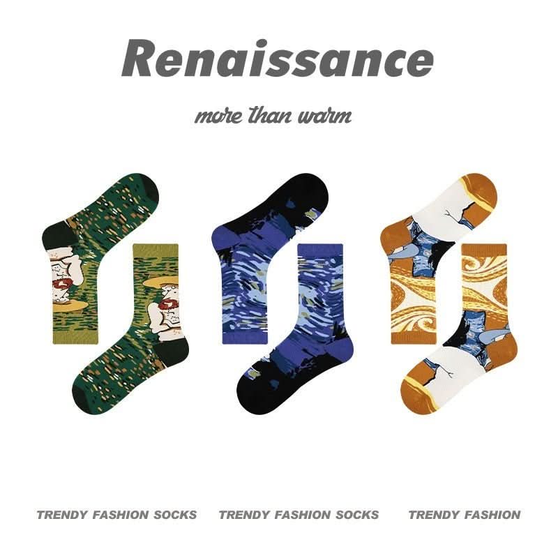 Renaissance Original Tube Socks Simple Letters Men - Eshtree