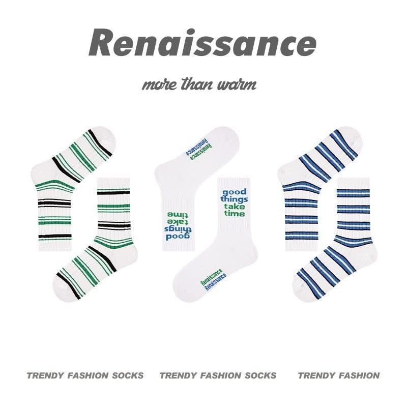 Renaissance Original Tube Socks Simple Letters Men - Eshtree