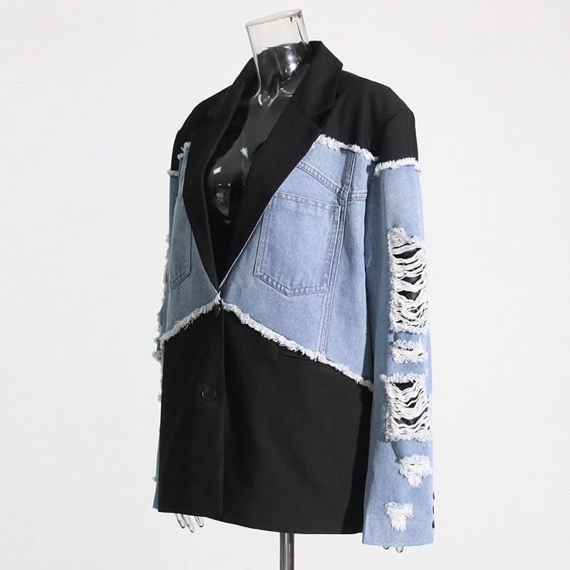 Retro And Trendy Denim Patchwork Jacket - Eshtree
