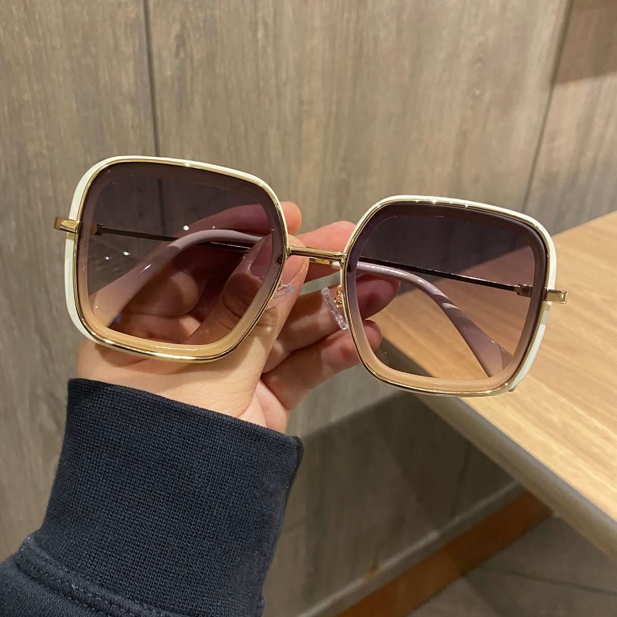 Retro Big Frame Square Brown Sunglasses For Women - Eshtree