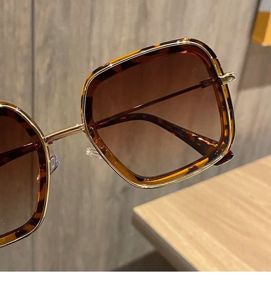 Retro Big Frame Square Brown Sunglasses For Women - Eshtree