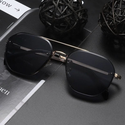 Retro Double Beam Diamond Cut Edge Sunglasses For Men - Eshtree