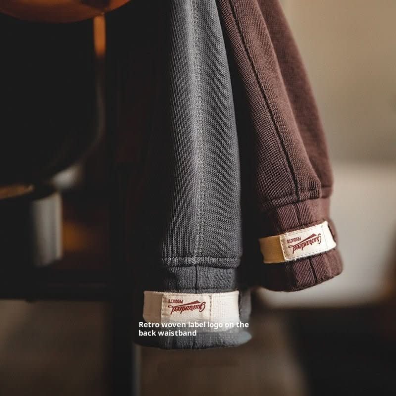 Retro Drawstring Elastic Waist Knitted Sweatpants Tapered Ankle - tied - Eshtree