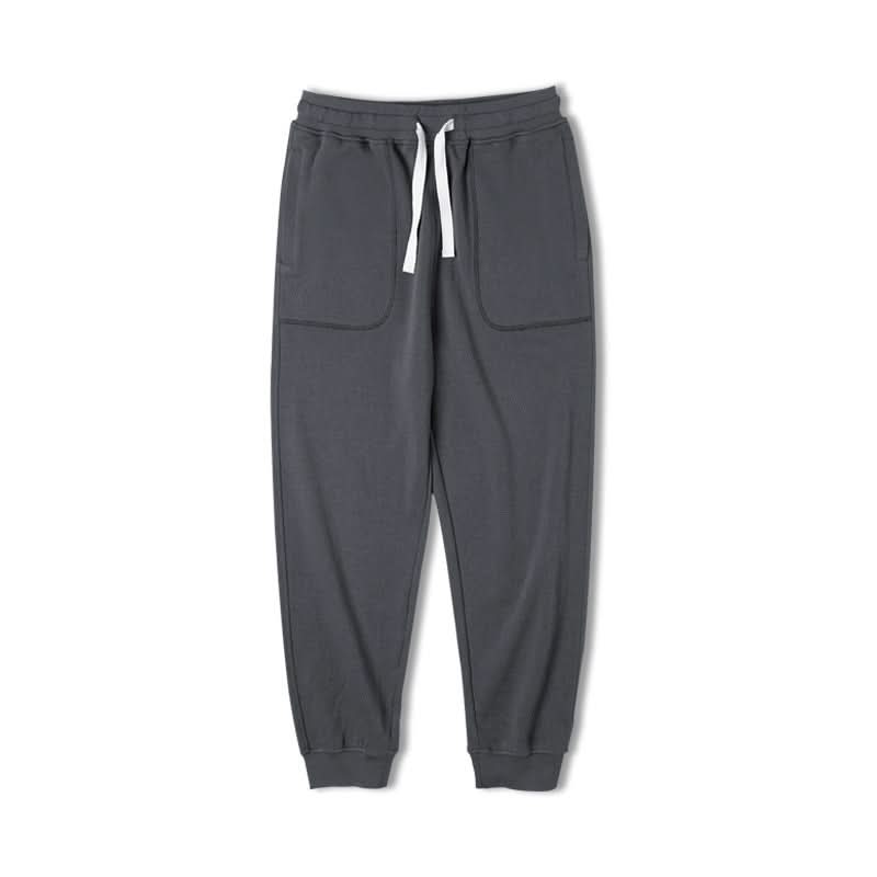 Retro Drawstring Elastic Waist Knitted Sweatpants Tapered Ankle - tied - Eshtree