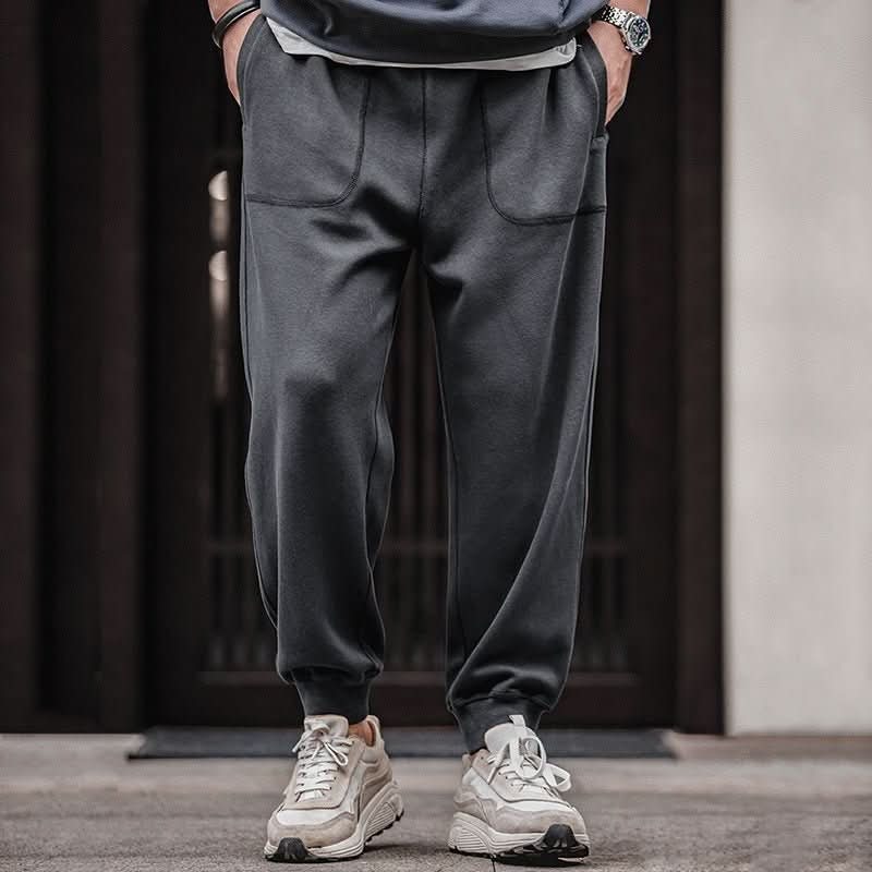Retro Drawstring Elastic Waist Knitted Sweatpants Tapered Ankle - tied - Eshtree