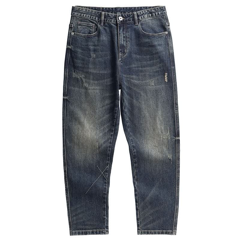 Retro Mens Loose - fit Plus - size Wide - leg Casual Denim Jeans - Eshtree