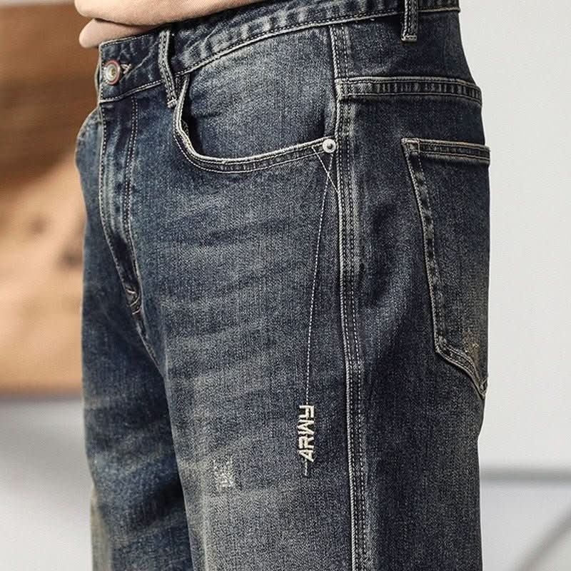 Retro Mens Loose - fit Plus - size Wide - leg Casual Denim Jeans - Eshtree