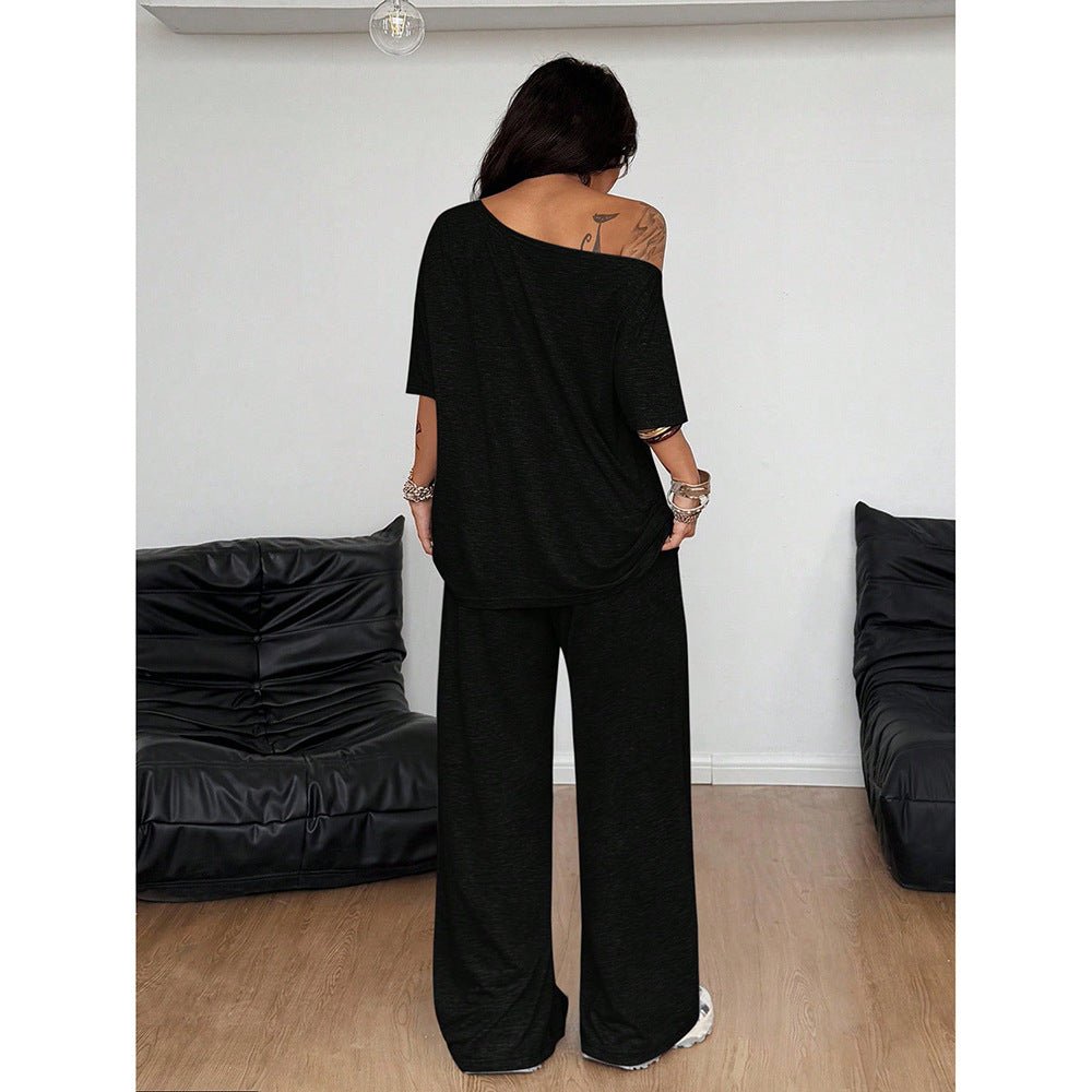 Retro Solid Color Casual Pants For Women, Loose Wide - leg Versatile - Eshtree