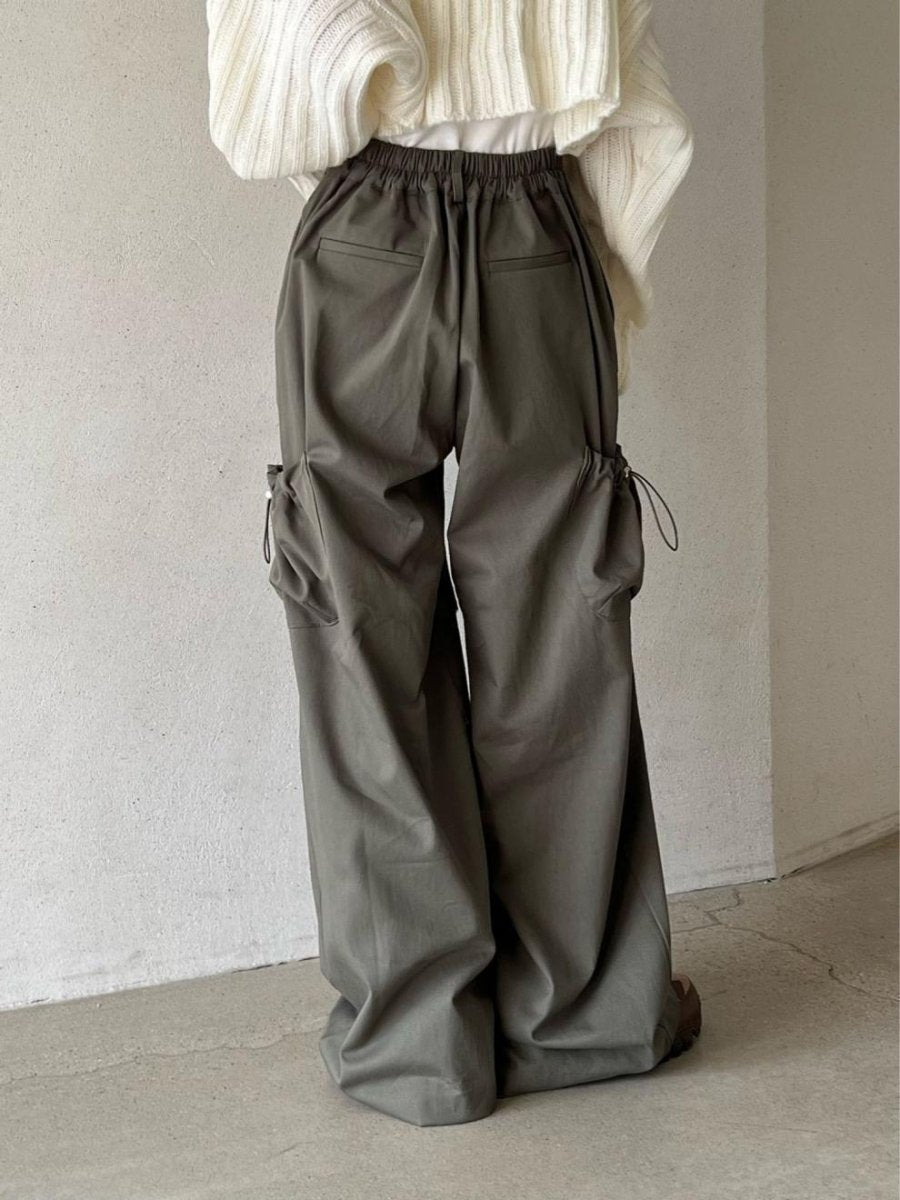 Retro Solid Color Elastic Casual Wide Leg Pants For Women - Eshtree