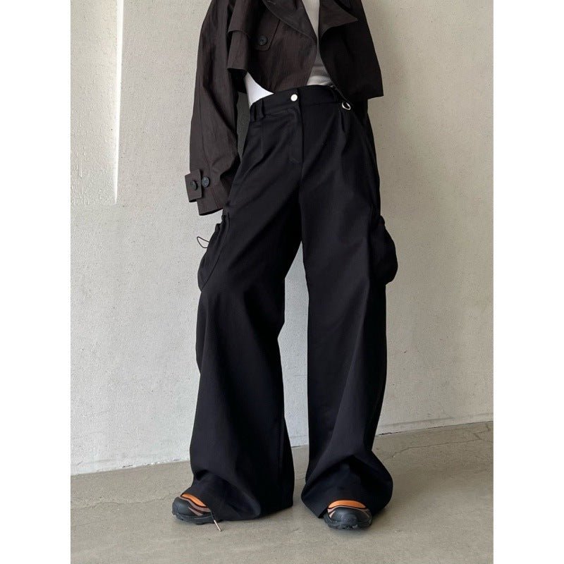 Retro Solid Color Elastic Casual Wide Leg Pants For Women - Eshtree