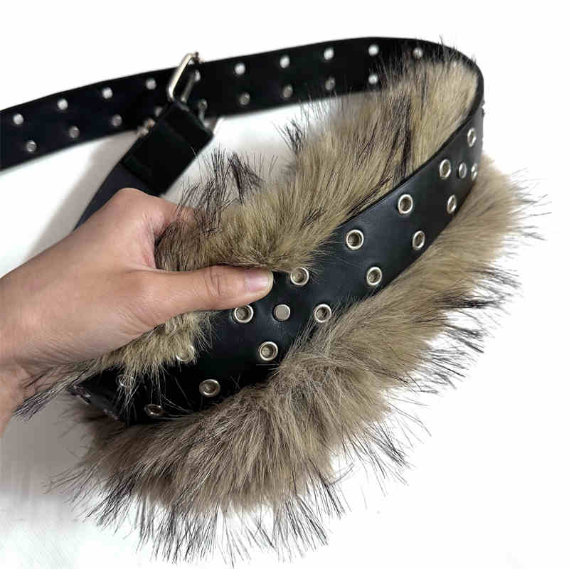 Retro Sub - culture Fur Stitching Belt Accessories Belt - Eshtree