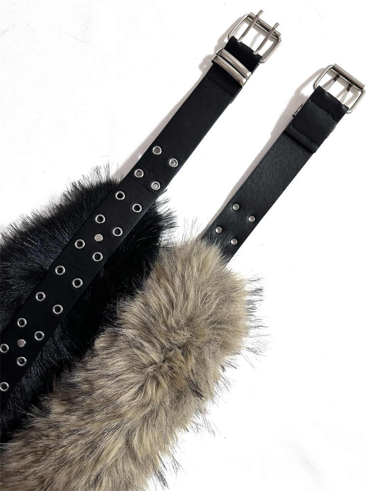 Retro Sub - culture Fur Stitching Belt Accessories Belt - Eshtree