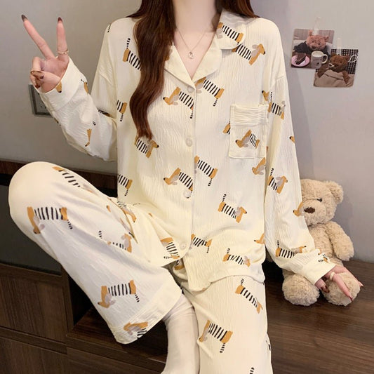 Sausage Dog Japanese Cartoon Pajamas For Women - Eshtree