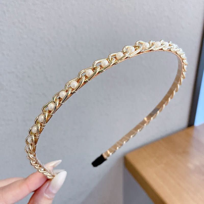 Sen Simple Pearl Thin Headband Hair Accessories Headband - Eshtree
