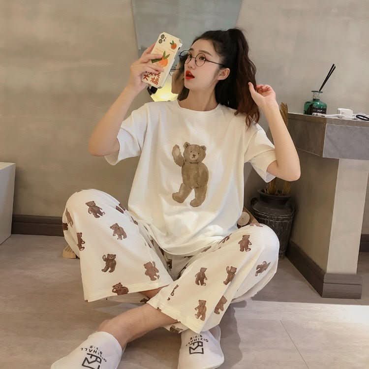 Short - sleeved Trousers Pajamas Suit Sweet Princess Homewear - Eshtree