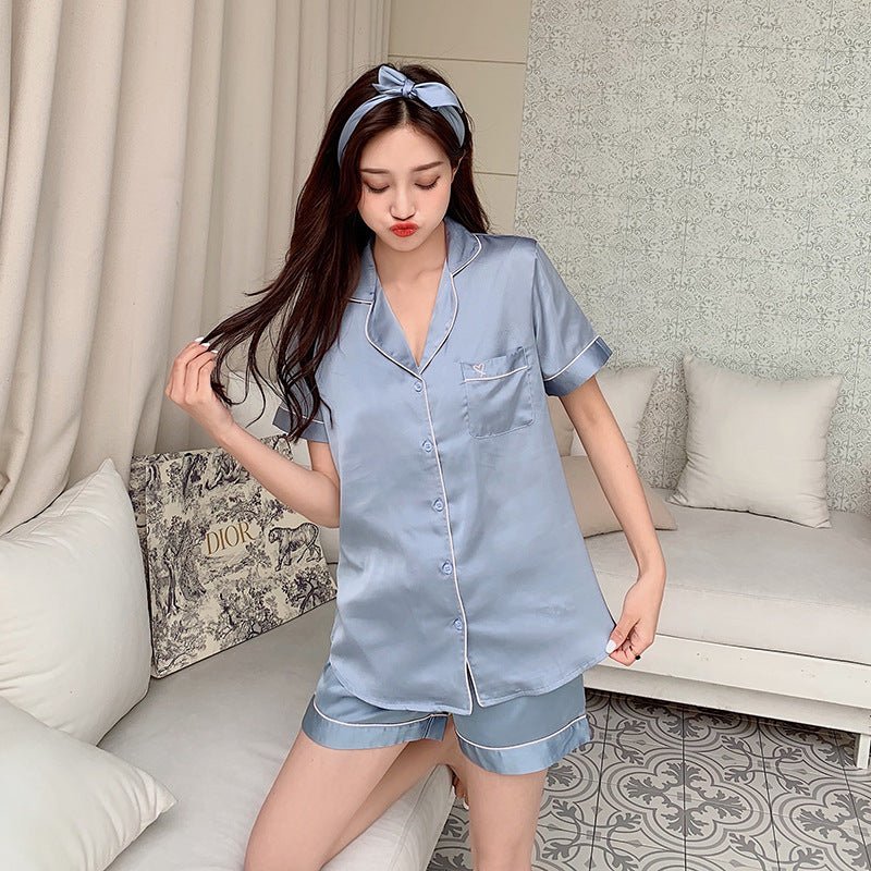 Silk Ladies Pajamas Sleeve Shorts Suit Homewear - Eshtree