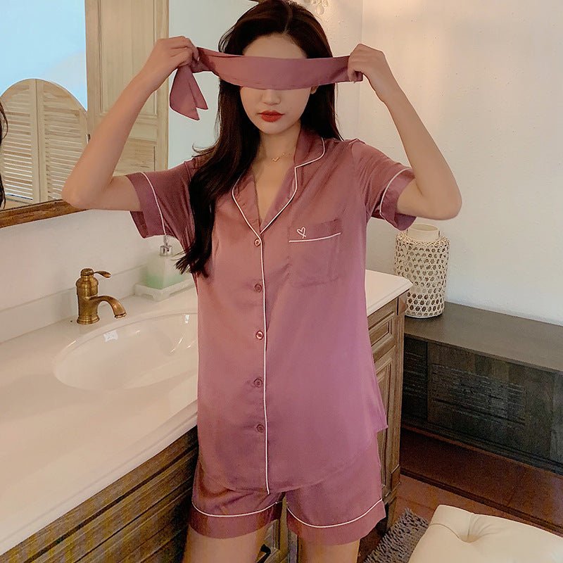 Silk Ladies Pajamas Sleeve Shorts Suit Homewear - Eshtree