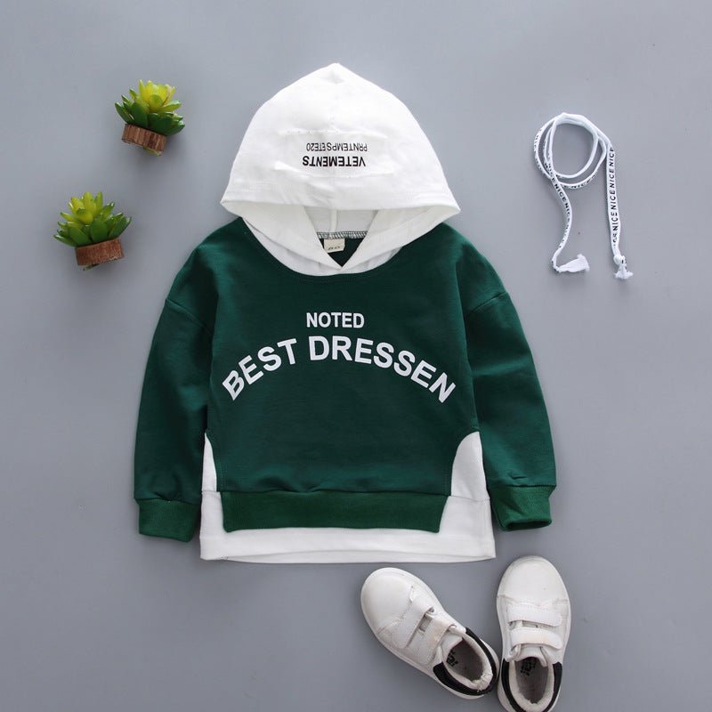 Sleeve Color - blocking Letter Printed Casual Sweater - Eshtree