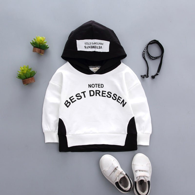 Sleeve Color - blocking Letter Printed Casual Sweater - Eshtree