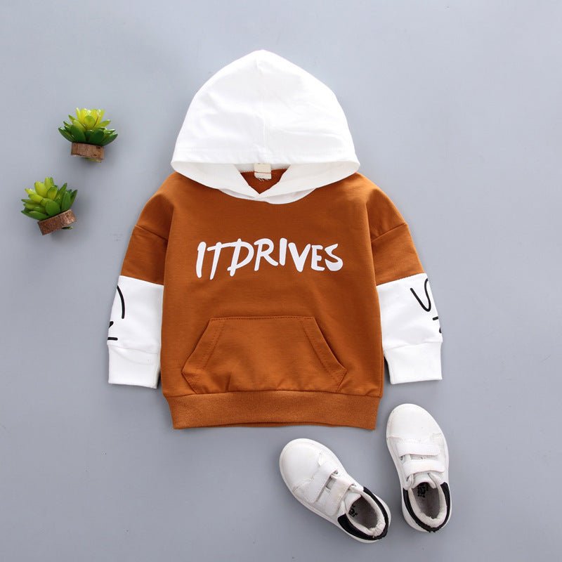 Sleeve Color - blocking Letter Printed Casual Sweater - Eshtree