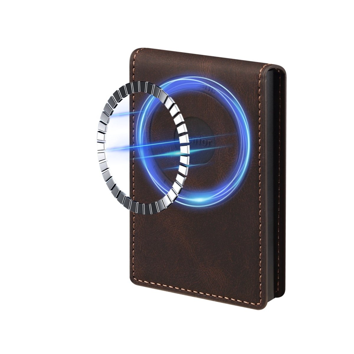 Smooth Leather Button - operated Automatic Pop - up Card Case With Elastic Band Wallet - Eshtree