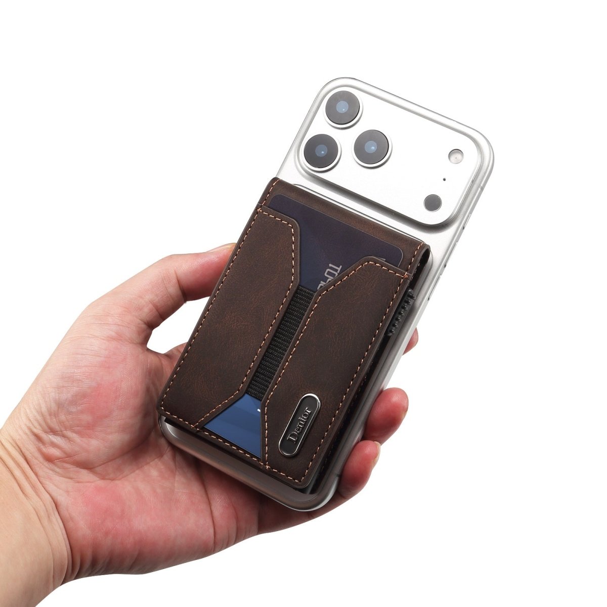 Smooth Leather Button - operated Automatic Pop - up Card Case With Elastic Band Wallet - Eshtree