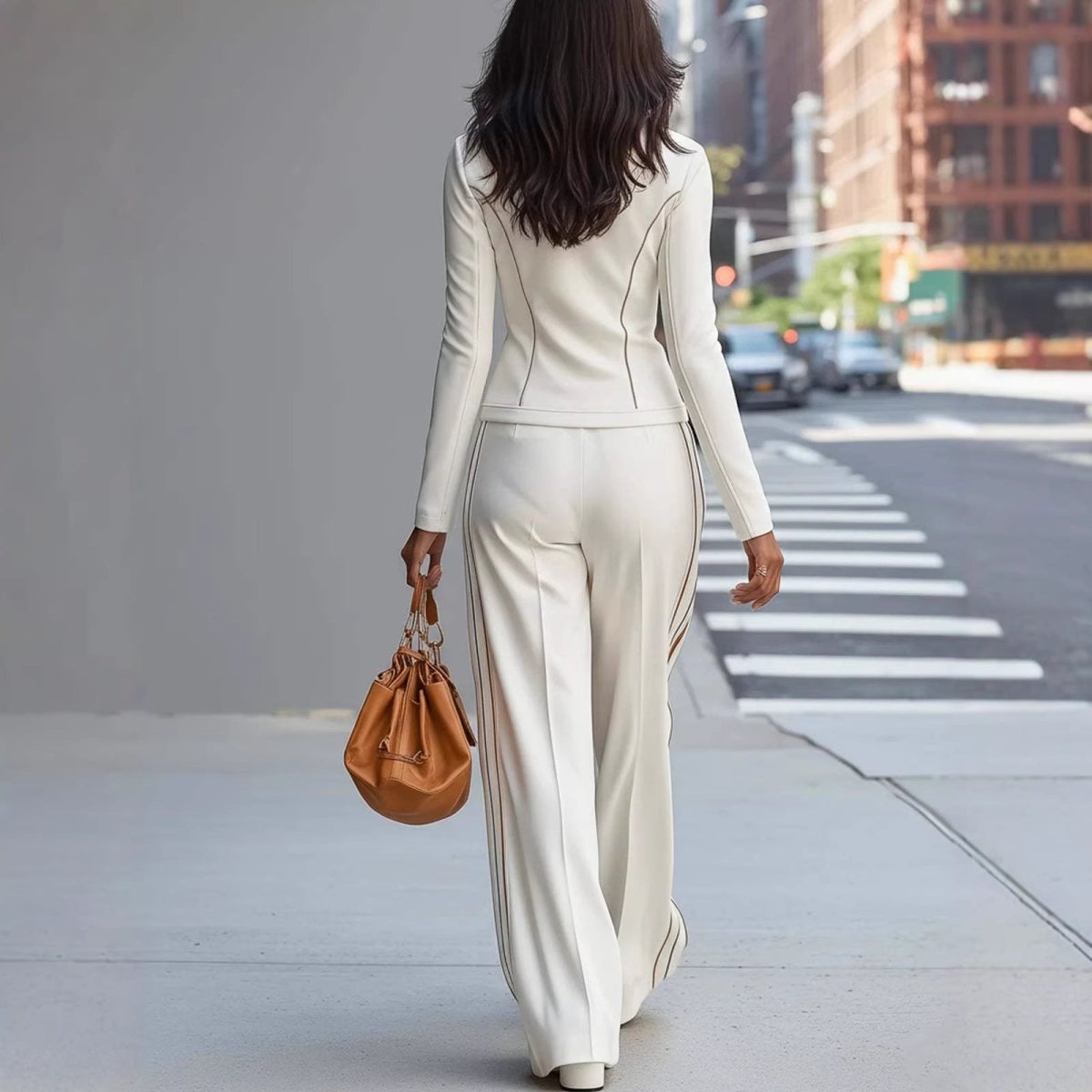 Solid - color Rayon Slim - fit Casual Athletic Long - sleeve Womens Set - Eshtree