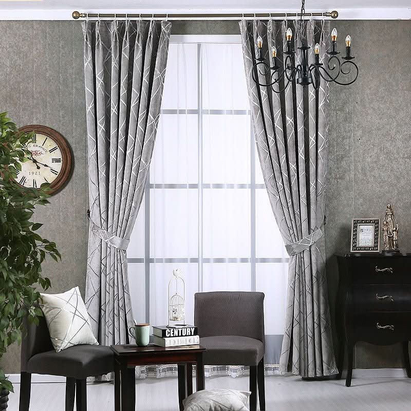 Solid Color Simple Modern Light Luxury Living Room Chenille Blackout Curtains - Eshtree