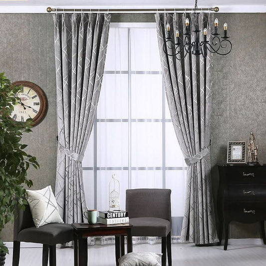 Solid Color Simple Modern Light Luxury Living Room Chenille Blackout Curtains - Eshtree