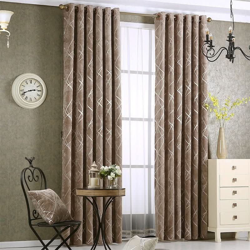 Solid Color Simple Modern Light Luxury Living Room Chenille Blackout Curtains - Eshtree