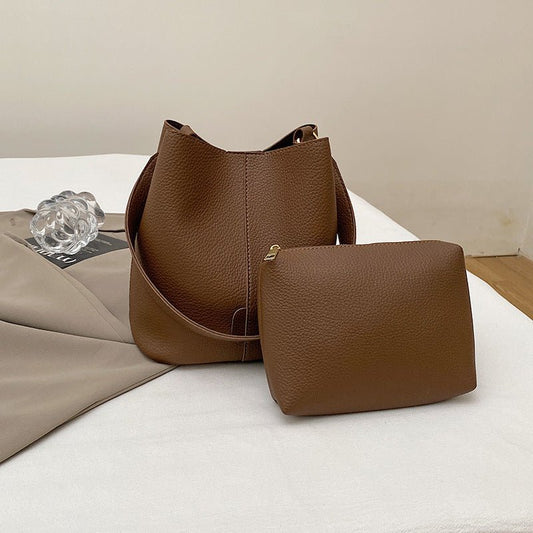 Sophisticated Winter Bucket Bag Set A Versatile Minimalist Single - shoulder Crossbody Bag - Eshtree