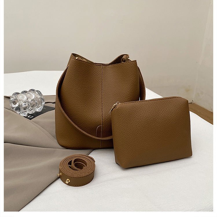 Sophisticated Winter Bucket Bag Set A Versatile Minimalist Single - shoulder Crossbody Bag - Eshtree