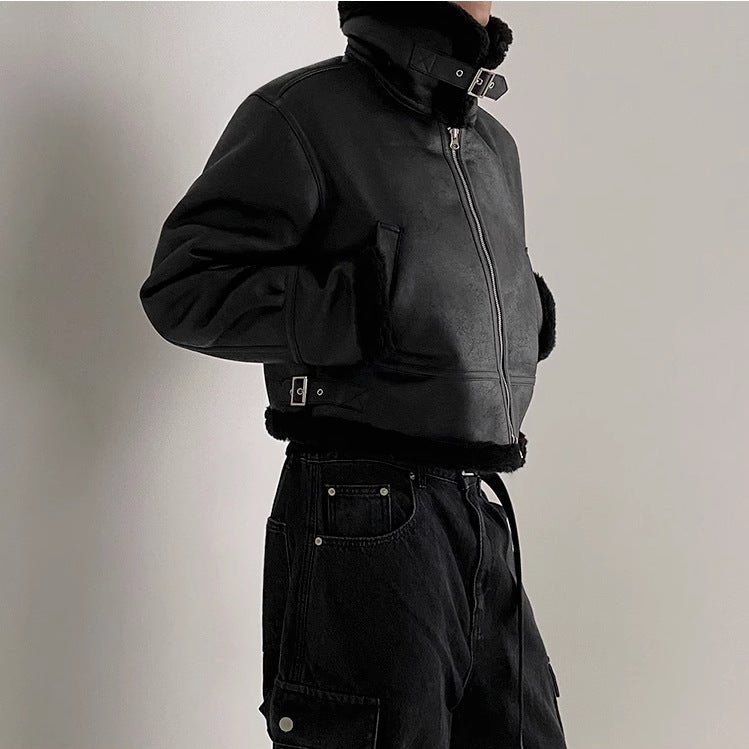 South Korea Fur Integrated Cotton Coat Loose Suede Lambswool Leather Jacket - Eshtree