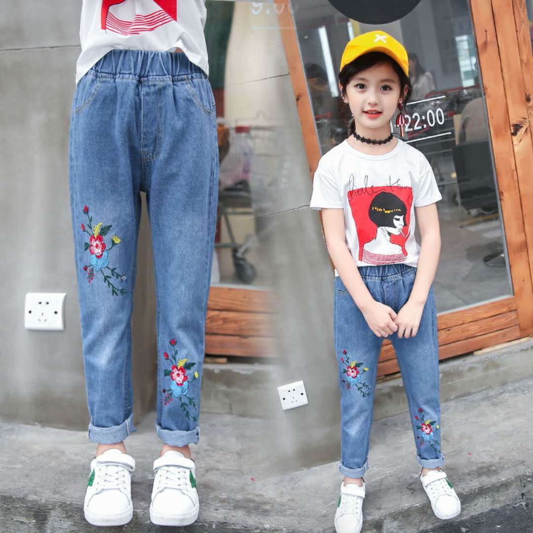Spring And Autumn Girls Jeans Pants Girls Loose Jeans Pants - Eshtree