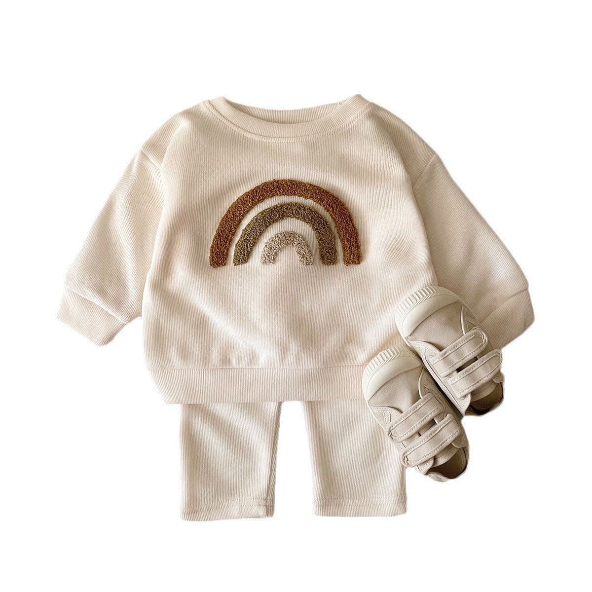 Spring And Autumn Newborn Alphabet Embroidery Baby Long Sleeve Two - piece Suit - Eshtree