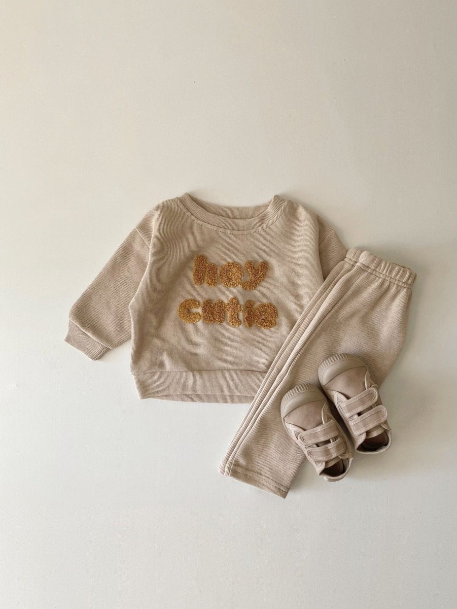 Spring And Autumn Newborn Alphabet Embroidery Baby Long Sleeve Two - piece Suit - Eshtree