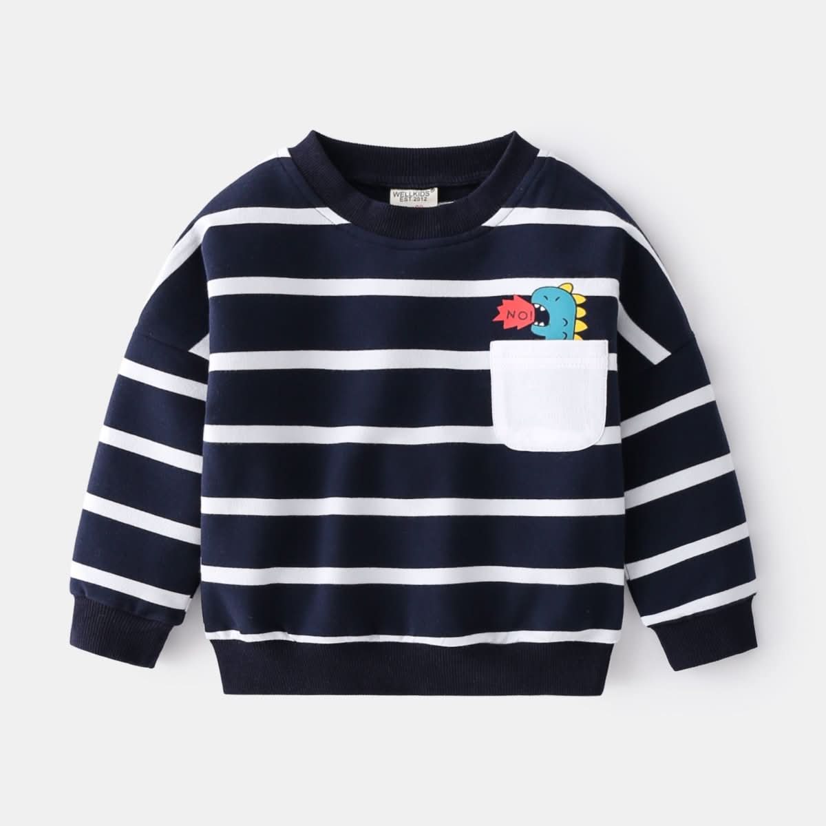 Spring Boys Striped Sweater Casual Loose Round Neck Pullover Sweater Cotton - Eshtree