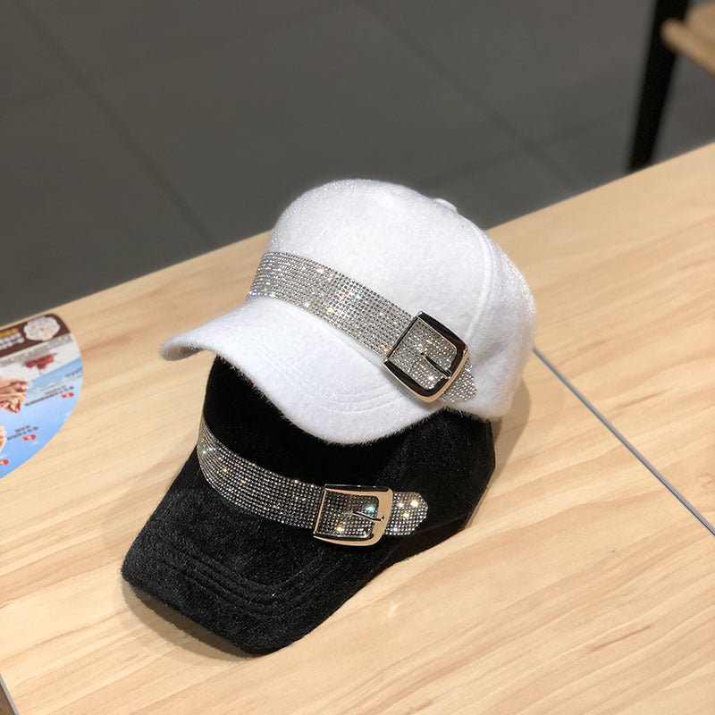 Street Fashion Diamond Baseball Korean Fashion Winter Warm Outdoor All - matching Peaked Cap - Eshtree