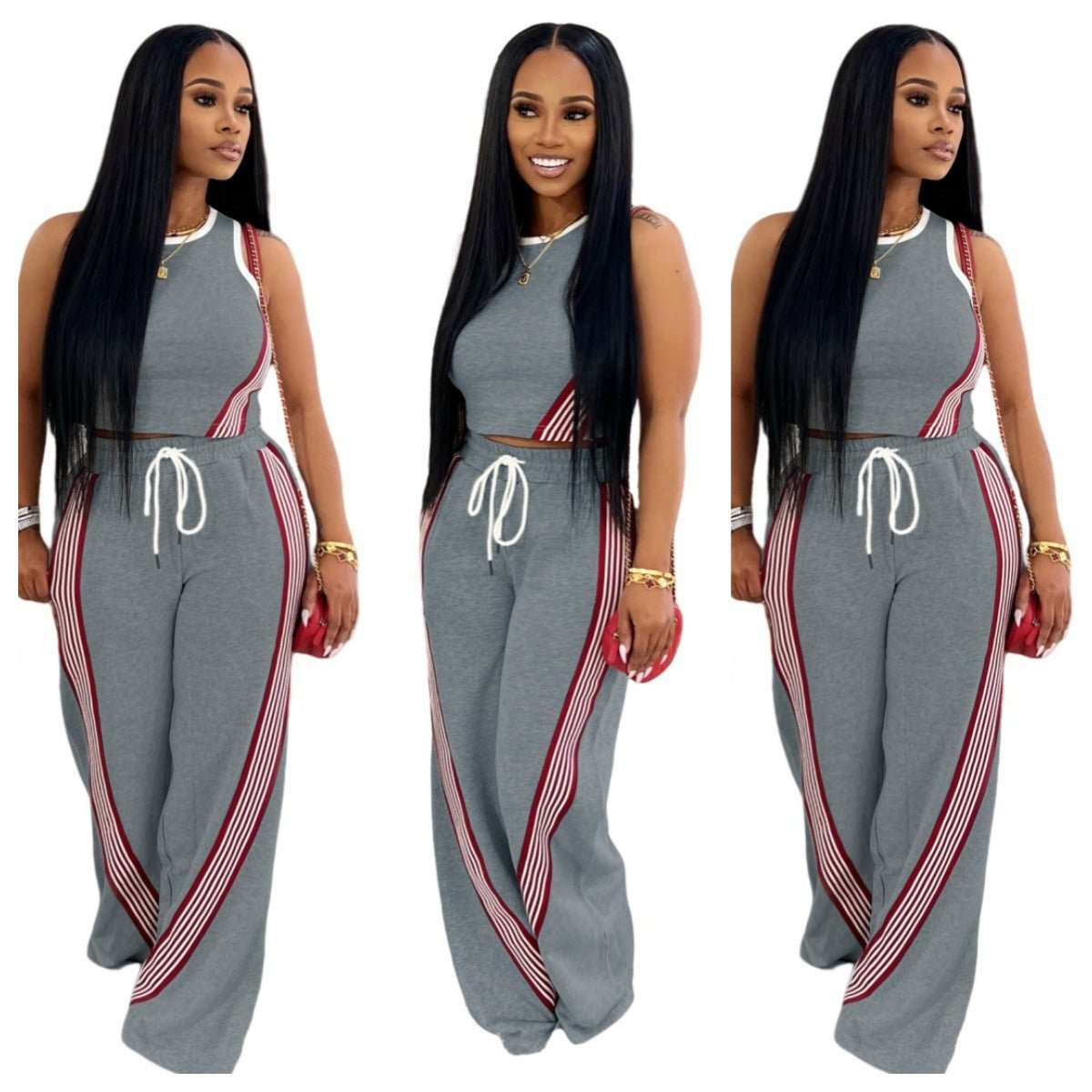 Street - style Casual Wide - leg Pants Two - piece Set - Eshtree