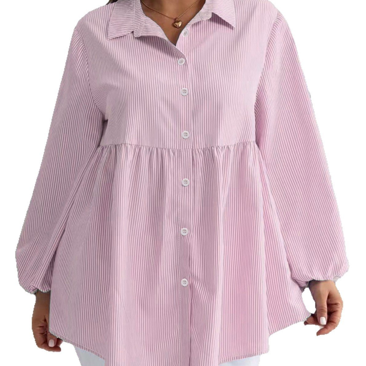 Striped Casual Loose - fitting Long - sleeve Lapel Shirt - Eshtree