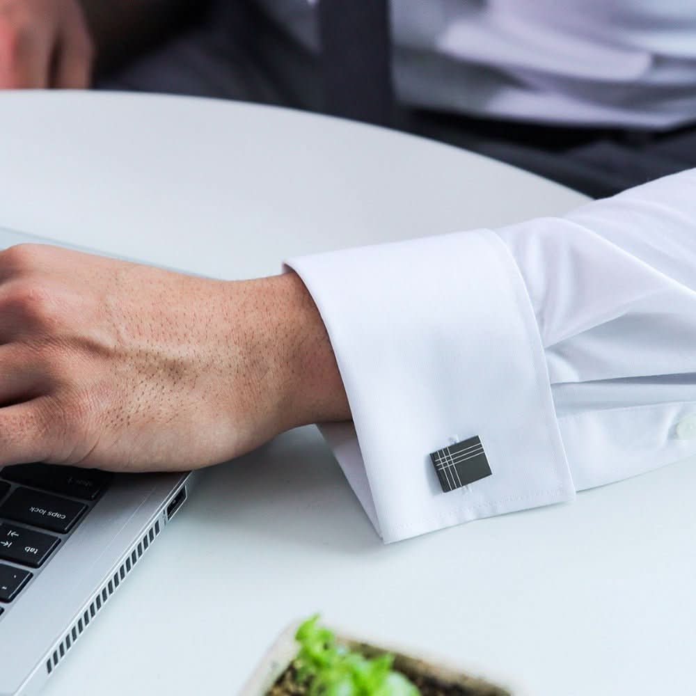 Striped men's French shirt cufflinks - Eshtree