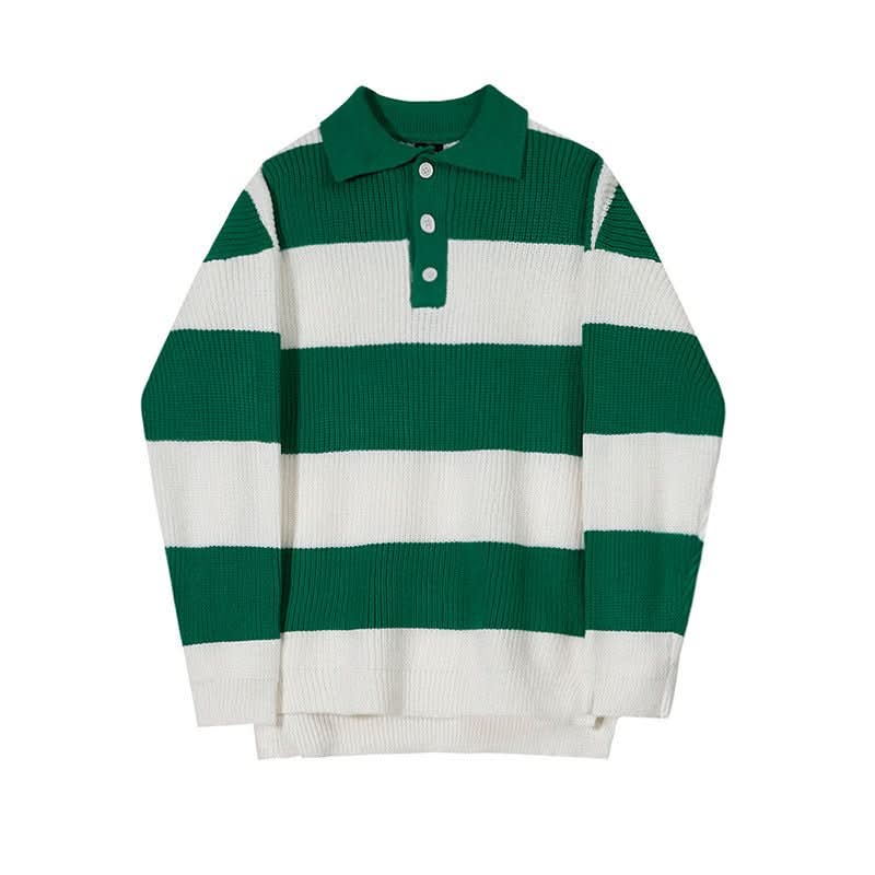 Striped Polo Sweater Men's Autumn And Winter Lapel - Eshtree
