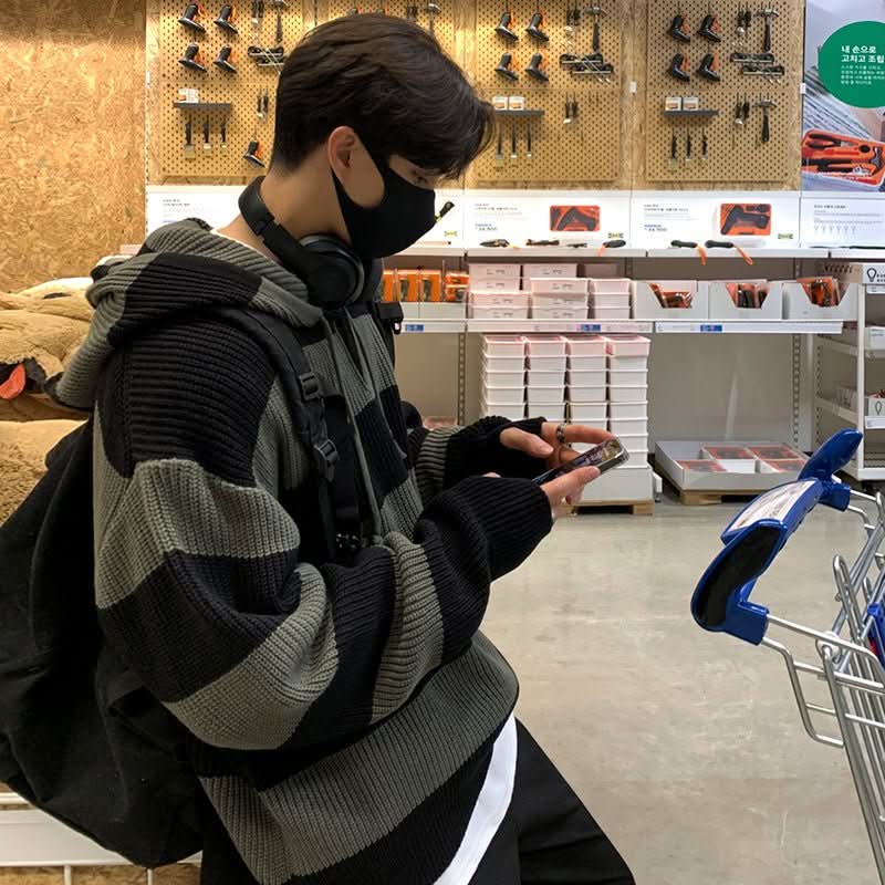 Striped Sweater Men's Autumn Korean Version Loose Trend - Eshtree