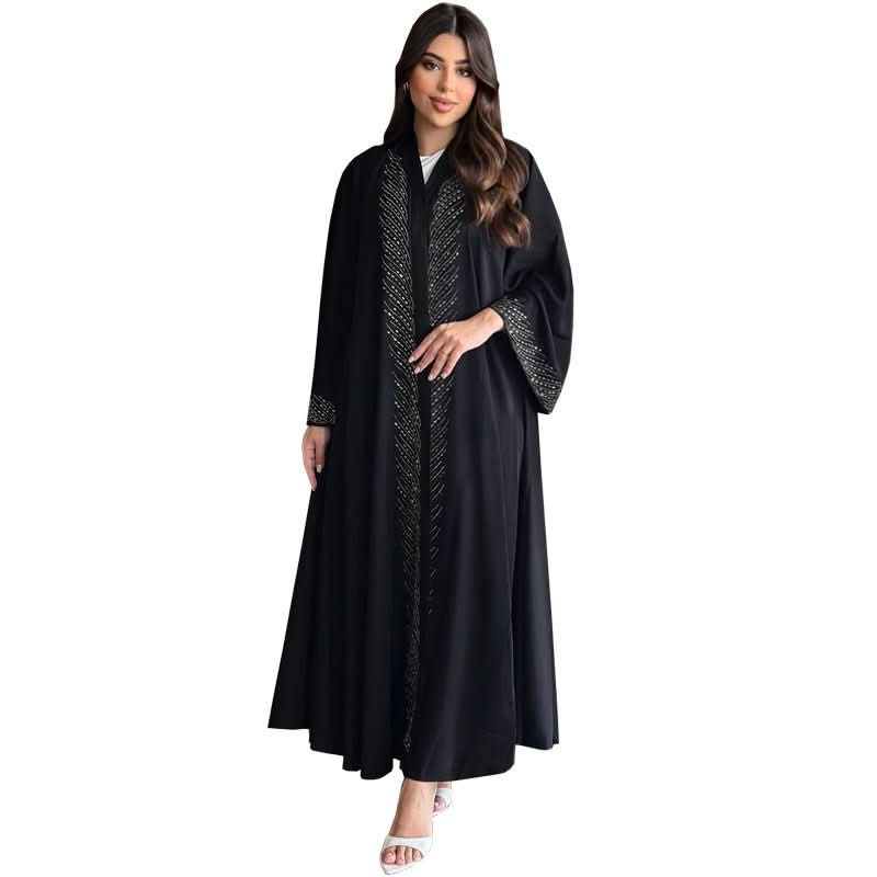 Stylish And Elegant Black Robe With Rhinestone Embellishments - Eshtree