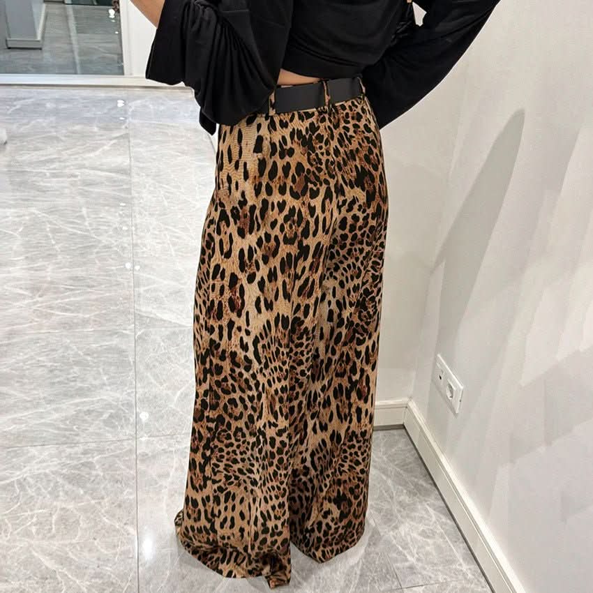 Stylish Casual And Chic Leopard - print Womens Retro Straight - leg Loose Pants - Eshtree