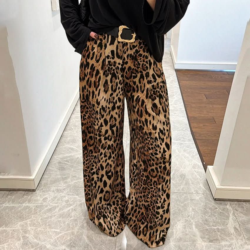 Stylish Casual And Chic Leopard - print Womens Retro Straight - leg Loose Pants - Eshtree