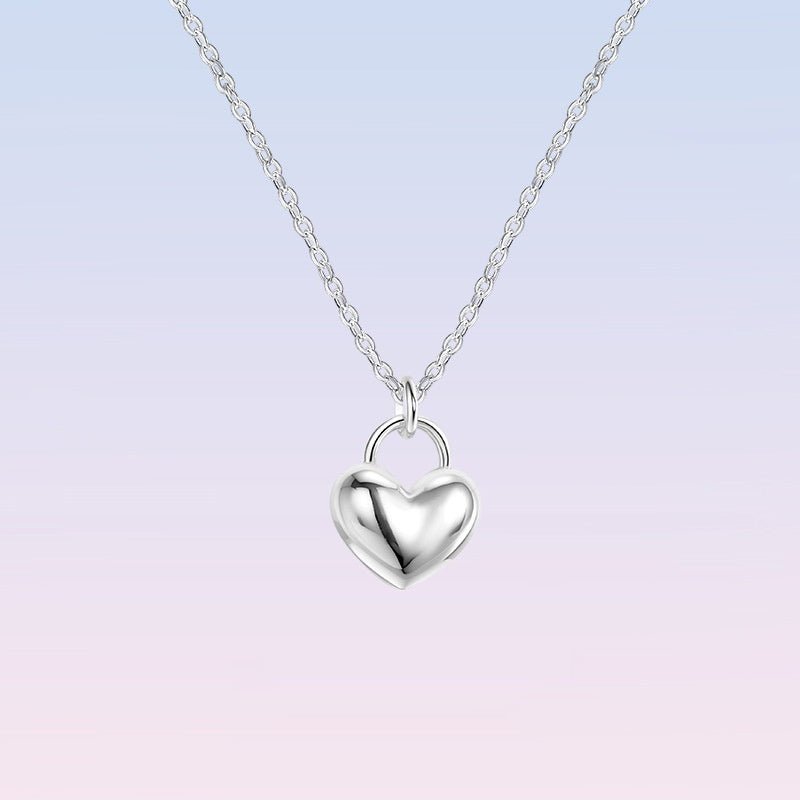 Stylish Sterling Silver Heart Pendant Necklace With A Smooth Finish - Eshtree