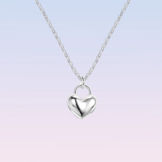 Stylish Sterling Silver Heart Pendant Necklace With A Smooth Finish - Eshtree
