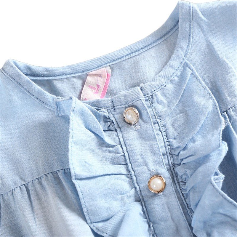 Summer Children Sleeveless Girl Denim Floral Dresses - Eshtree