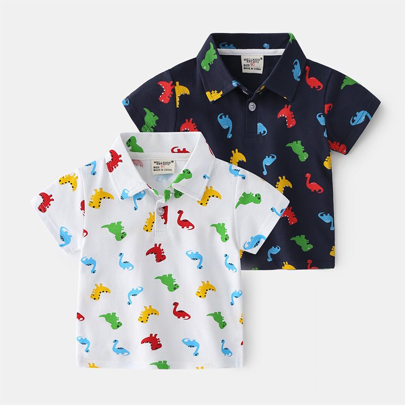 Summer Dinosaur Cartoon Print Boy Short Sleeve - Eshtree